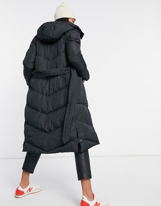 Black Longline Padded Coat – AX Paris