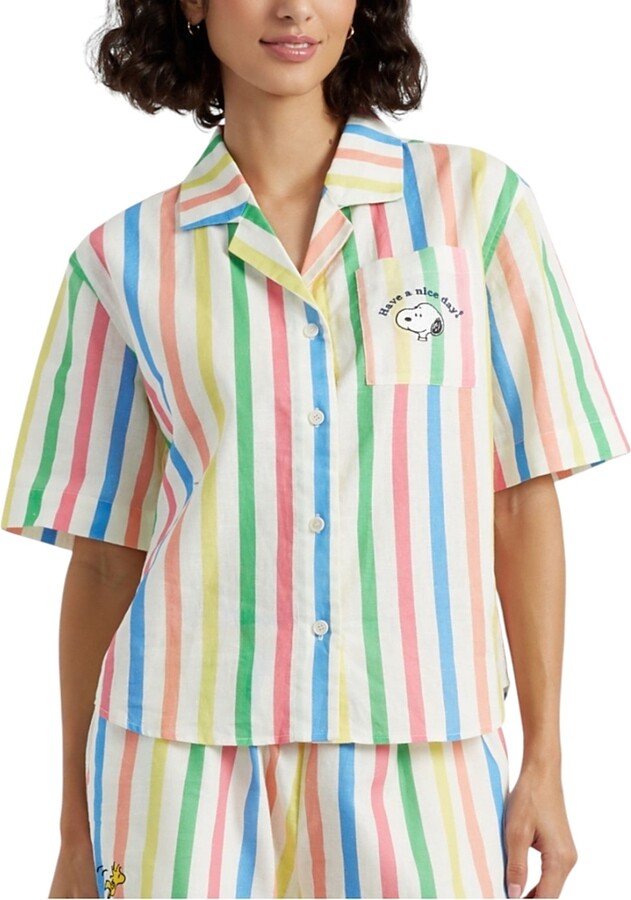 Chinti and Parker Women's Linen-Cotton Snoopy Stripe Shirt