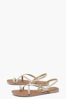 Thumbnail for your product : boohoo Plaited Strap Leather Sandals