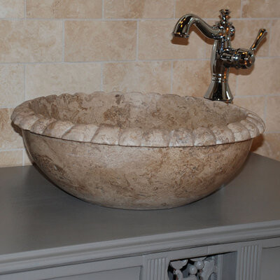 TashMart Rope Natural Stone Circular Vessel Bathroom Sink