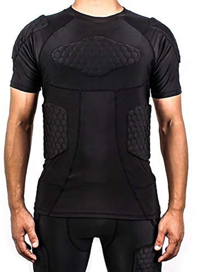 TUOYR Padded Compression Shirt Chest Protector Undershirt for Football Soccer Paintball Shirt 