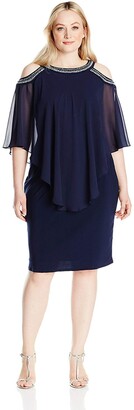 Alex Evenings Women's Plus Size Cocktail Dress with Popover Overlay