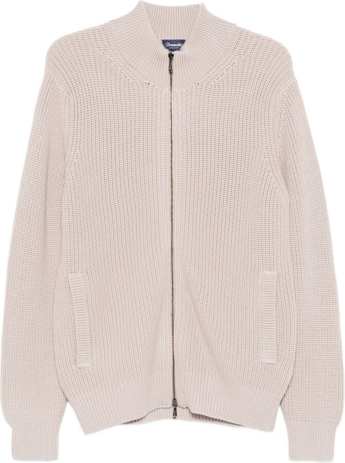 Drumohr Oyster-colored Ribbed Sweater