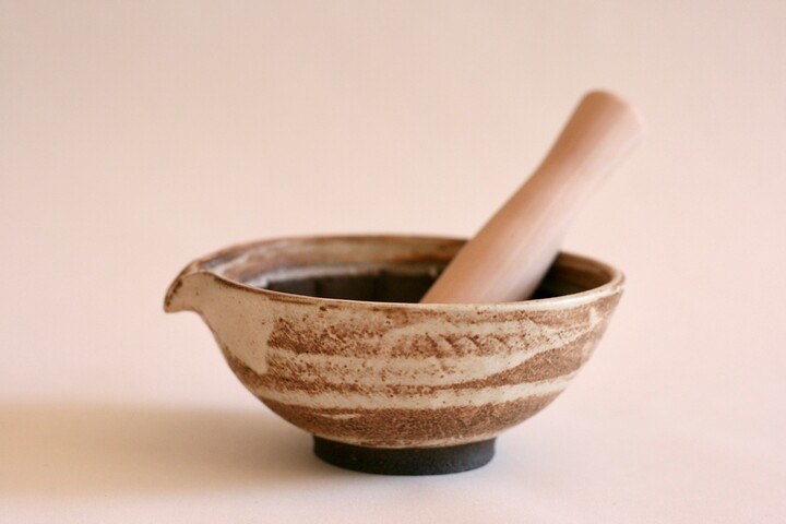 Handmade Ceramic Mortar & Pestle Set | Grinding Bowl Suribachi