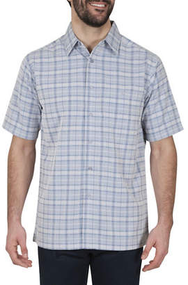 Haggar Plaid Short-Sleeve Microfiber Sport Shirt