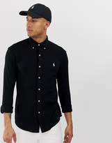 Thumbnail for your product : Polo Ralph Lauren slim fit pique shirt with button down collar in black
