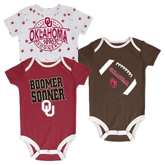 NCAA Oklahoma Sooners Newborn 3-Pack Bodysuit Set