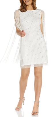 Adrianna Papell Beaded Cocktail Cape Dress