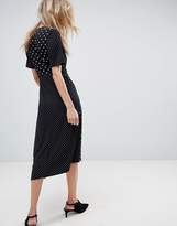 Thumbnail for your product : ASOS Design Midi Wrap Dress In Mixed Spot Print With Asymmetric Hem