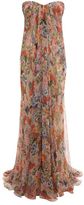 Thumbnail for your product : Alexander McQueen Patchwork Floral Draped Bustier Gown
