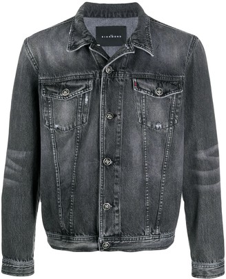 grey distressed denim jacket