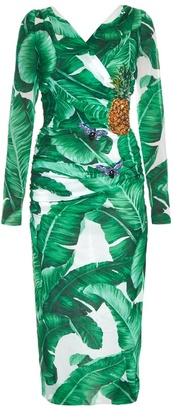 Dolce & Gabbana Banana leaf-print embellished dress