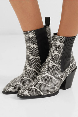 AEYDĒ Kate Snake-effect Leather Ankle Boots - Snake print