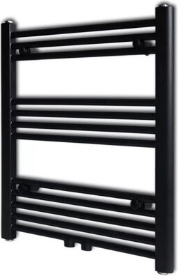 vidaXL Black Bathroom Central Heating Towel Rail Radiator Straight 23.62 x 30.08"