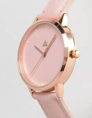 ASOS Curve Debossed Marker Pink Tonal Watch
