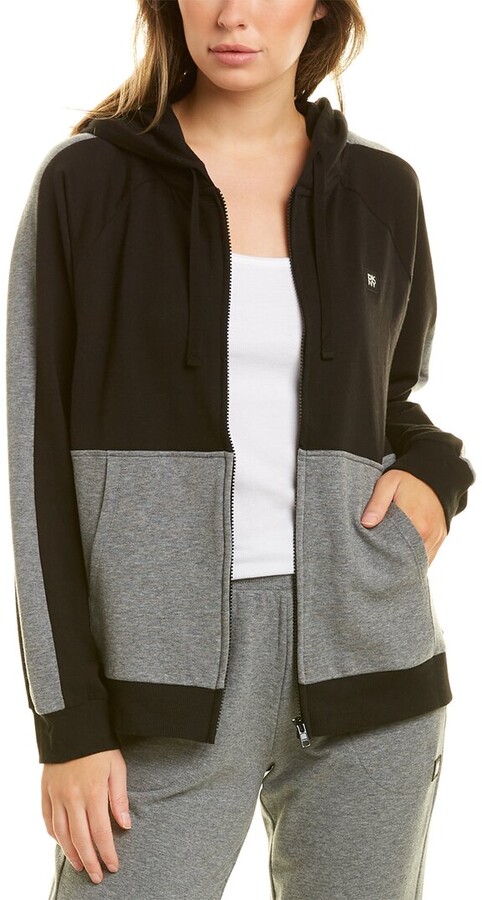 Jofemuho Womens Pockets Zipper Asymmetrical Classic Hooded Sweatshirt Jacket 
