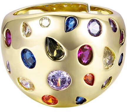 Rachel Glauber 14K Plated CZ Rainbow Dome Ring