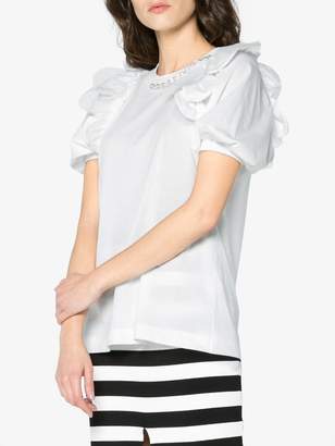 Simone Rocha Embellished Scallop Sleeve T-Shirt