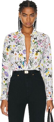 L'Agence Holly Long Sleeve Blouse in White