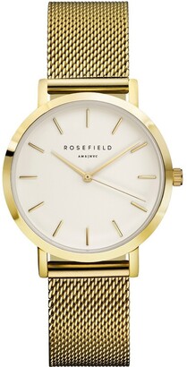 ROSEFIELD Tribeca White Dial 33MM Gold Stainless Steel Analog Watch TWG T51