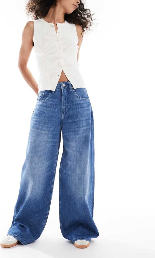 Tommy Jeans Charlie mid rise loose wide leg jeans in mid wash