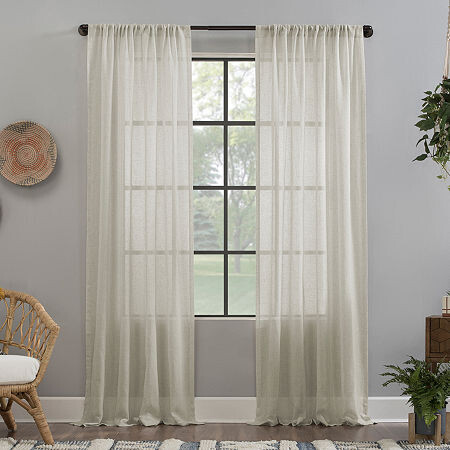 Clean Window Solid Anti-Dust Rod Pocket Sheer Single Curtain Panel