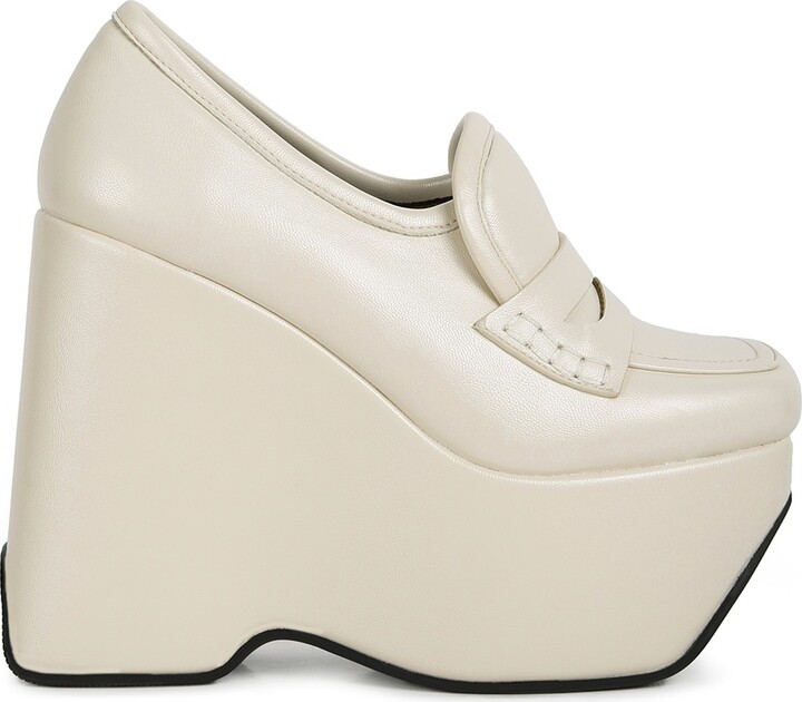 Rag & Co. Gilliam Beige High Platform Wedge Loafers ShopStyle