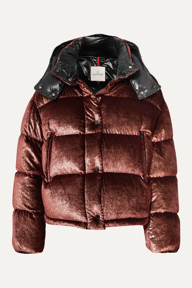 Moncler Hooded Quilted Metallic Velvet Down Jacket - Burgundy - ShopStyle  Clothes and Shoes