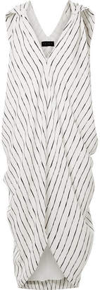 Hatch Amira Draped Striped Crepe De Chine Dress - Ivory