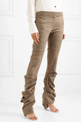 Preen by Thornton Bregazzi Harriet Ruched Prince Of Wales Checked Wool Slim-leg Pants - Brown