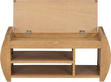 Millwood Pines Shoe Storage Bench, Shoe Bench With Cushion And Curved Side, Shoe Bench Retro Multifunctional Panel For Entryway And Living Room