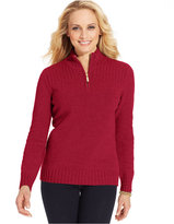 Thumbnail for your product : Karen Scott Petite Ribbed Mock Quarter Zip Sweater