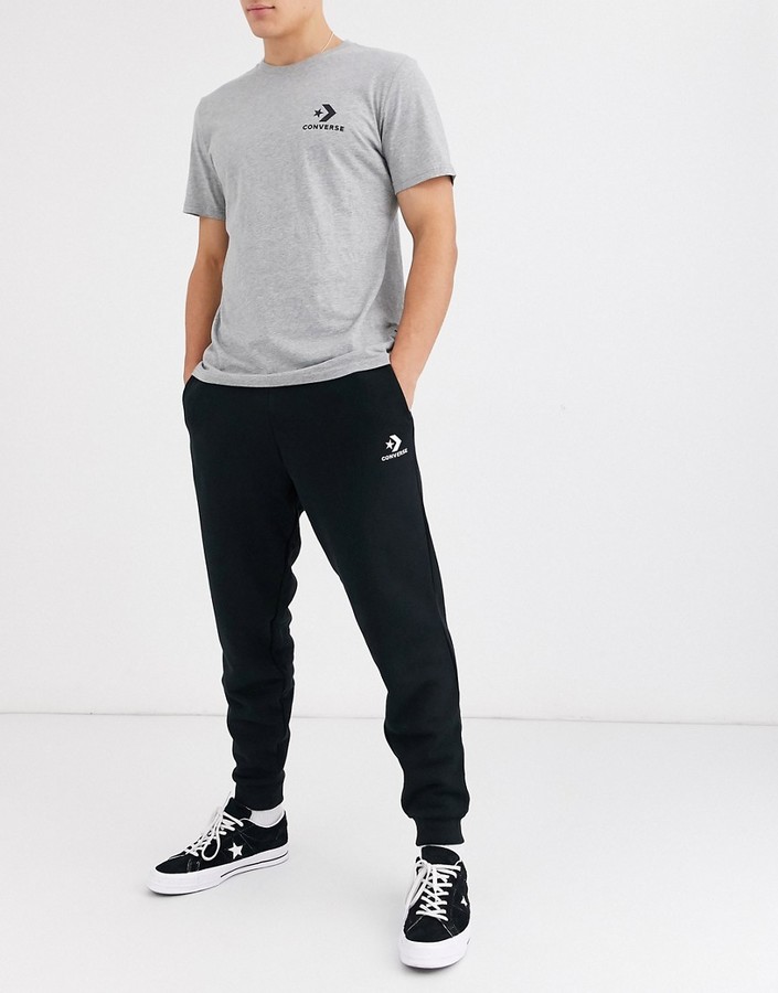 Converse small logo cuffed sweatpants in black - ShopStyle Activewear Pants