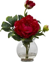 Thumbnail for your product : Nearly Natural Liquid Illusion Silk Peony Fluted Vase Floral Arrangement