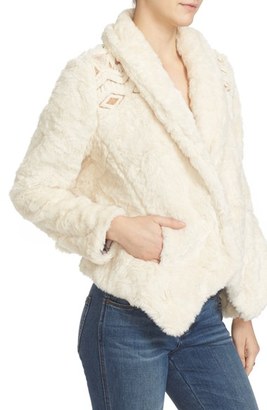 Free People Women's Embroidered Faux Fur Jacket
