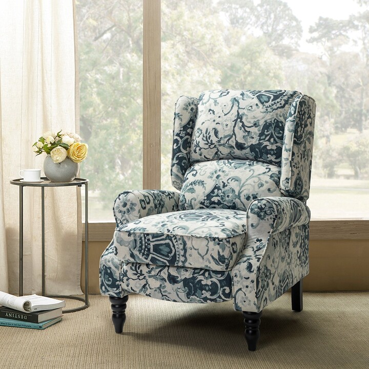 Olympus Upholstered Classic Manual Wingback Recliner with Spindle Legs