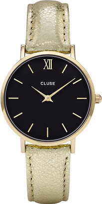 Cluse CL30037 Minuit metallic-leather watch