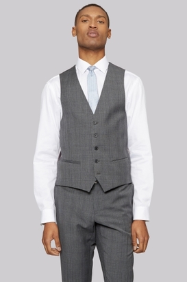 DKNY Slim Fit Light Grey Prince of Wales Check Waistcoat