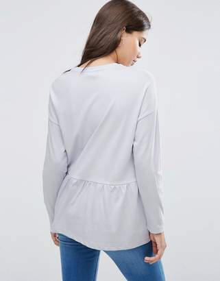 ASOS Top With Exaggerated Ruffle Hem And Long Sleeves