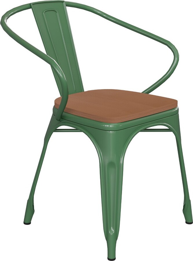 Flash Furniture Luna Commercial Grade Green Metal IndoorOutdoor Chair