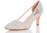 Thumbnail for your product : Quiz Silver Diamante Mesh Mid Heel Courts
