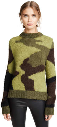 Smythe Hand Knit Camo Intarsia Sweater