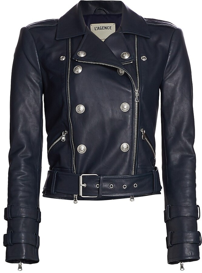 L'Agence Billie Belted Leather Jacket - ShopStyle