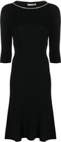 Thumbnail for your product : D-Exterior Embellished Neck Ribbed Midi Dress