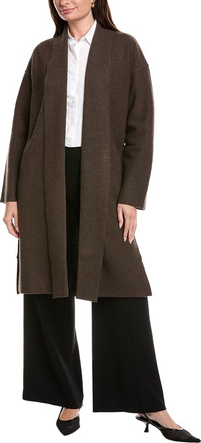 Eileen Fisher Petite High Collar Wool Coat