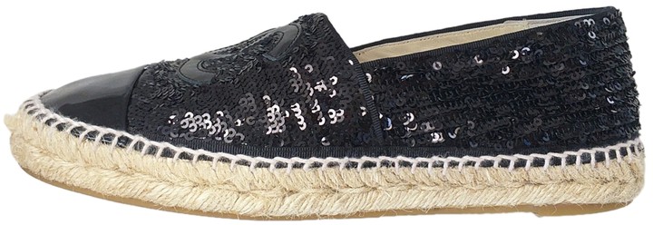 black glitter espadrilles