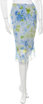 Vera Wang Embellished Floral Print Skirt