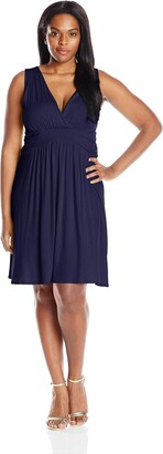 Star Vixen Women's Plus-Size Empire Waist Knee-Length Summer Dress - 1X  Plus - Navy - ShopStyle