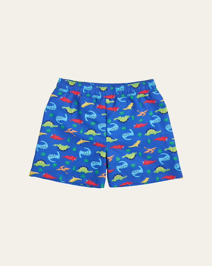 Boy's Dino-Print Swim Shorts, Size 6M-24M