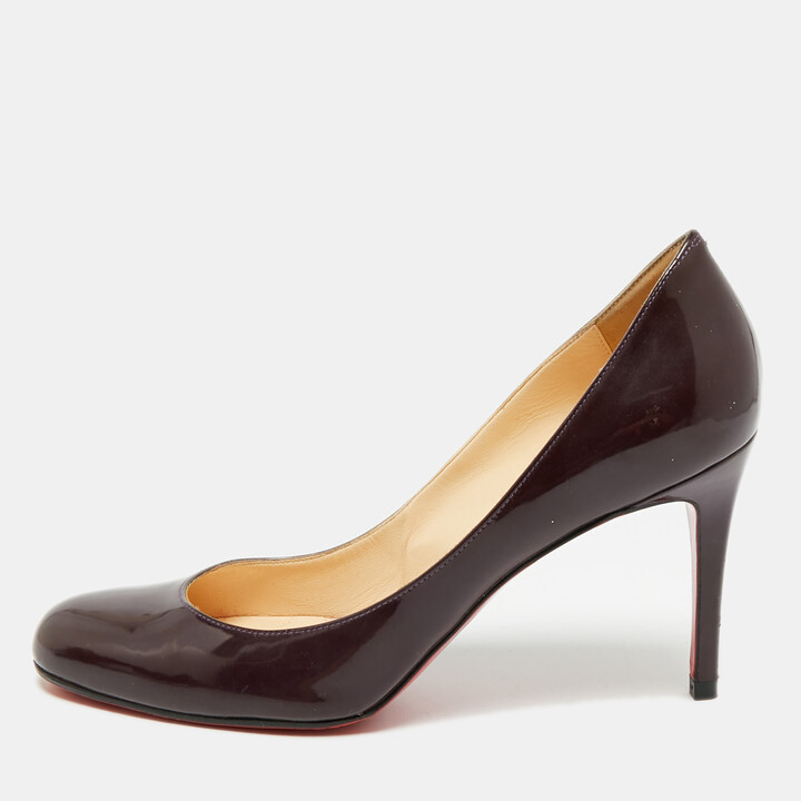 Christian Louboutin Bianca Size 37 Burgundy Patent Leather Pumps
